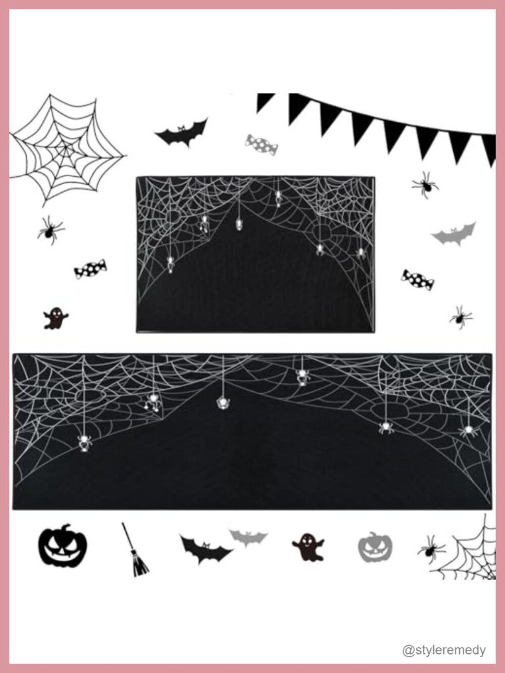 Halloween Kitchen Rugs Set of 2 Non Slip Washable Spooky Mat Set